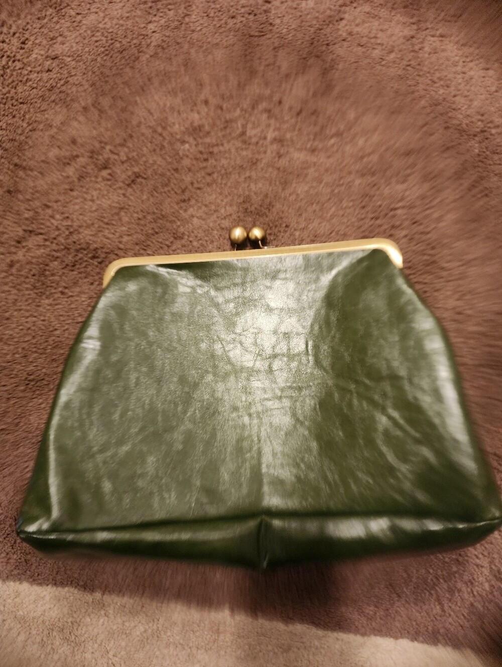 Faux Leather Olive Clutch